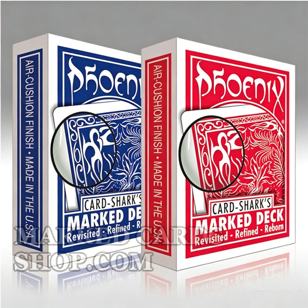 Phoenix marqué en bleu <tc>cartes de poker</tc> avec marquage de cartes traditionnel