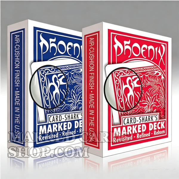 Phoenix marqué en bleu <tc>cartes de poker</tc> avec marquage de cartes traditionnel