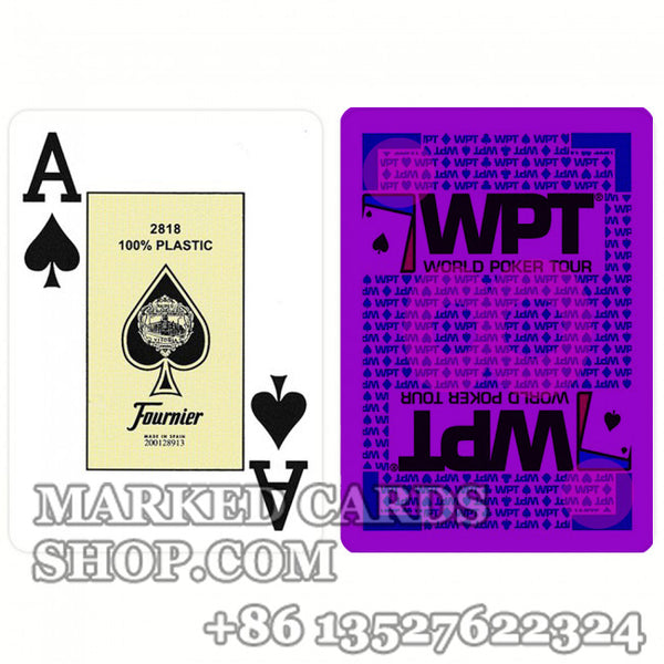 Cartes bleues de poker en plastique Fournier WPT avec marquage lumineux des cartes